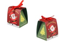 Christmas paper gift box 80x70x90mm with ribbon - 10 pcs