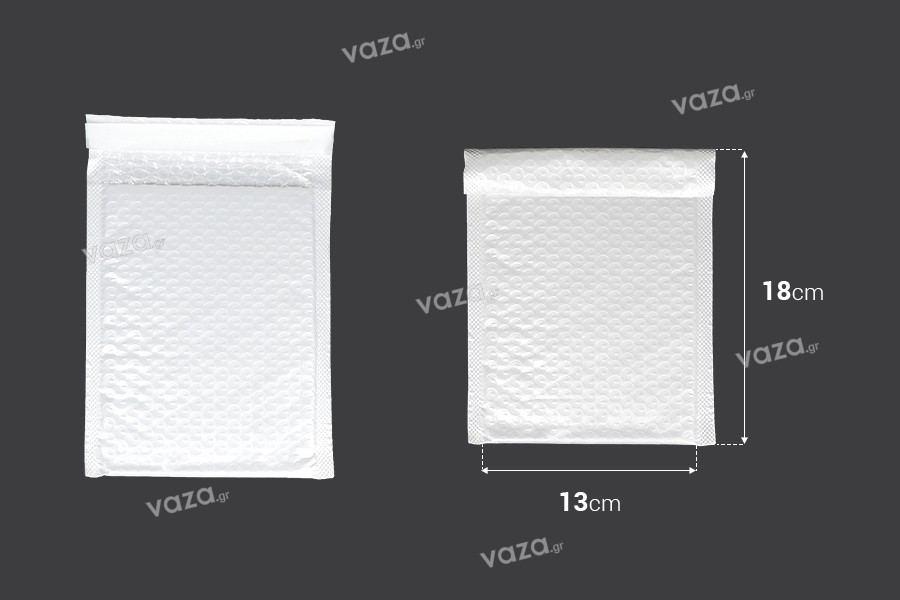Φάκελοι με αεροπλάστ 13x18 cm σε λευκό γυαλιστερό χρώμα - 10 τμχ