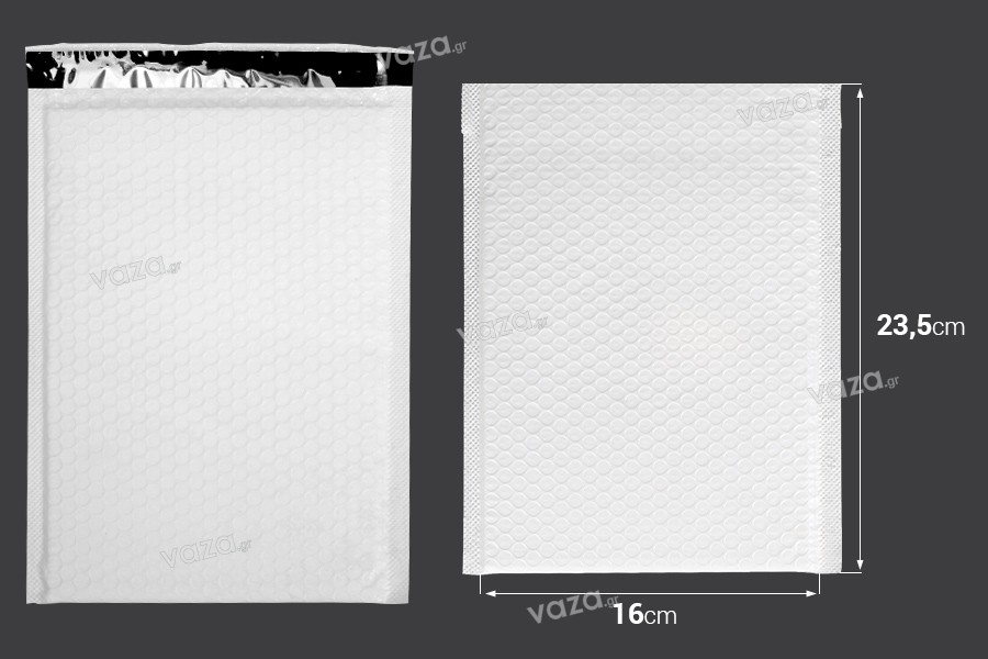 Φάκελοι με αεροπλάστ 16x23,5 cm σε λευκό ματ χρώμα - 10 τμχ