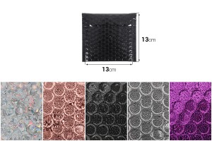 Enveloppes à bulles d'air aux dimensions 13 x 13 cm en différentes teintes brillantes - 10 pcs-εικόνα_σύνθεση