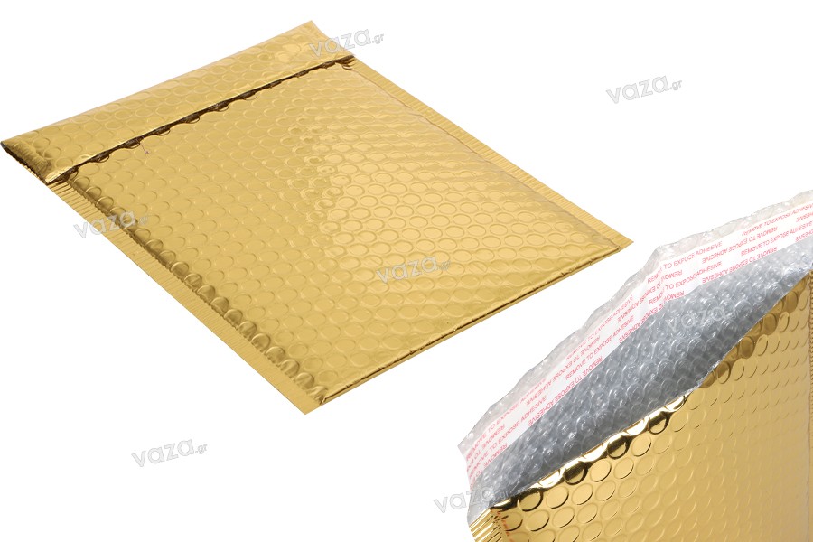 Φάκελοι με αεροπλάστ 16x22,5 cm σε χρυσό γυαλιστερό χρώμα - 10 τμχ