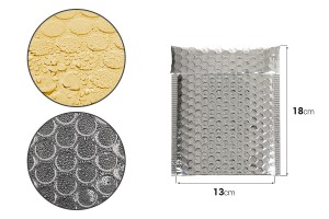 Enveloppes à bulles d'air aux dimensions 13 x 18 cm en couleur argent ou or brillant - 10 pcs-εικόνα_διαστάσεις