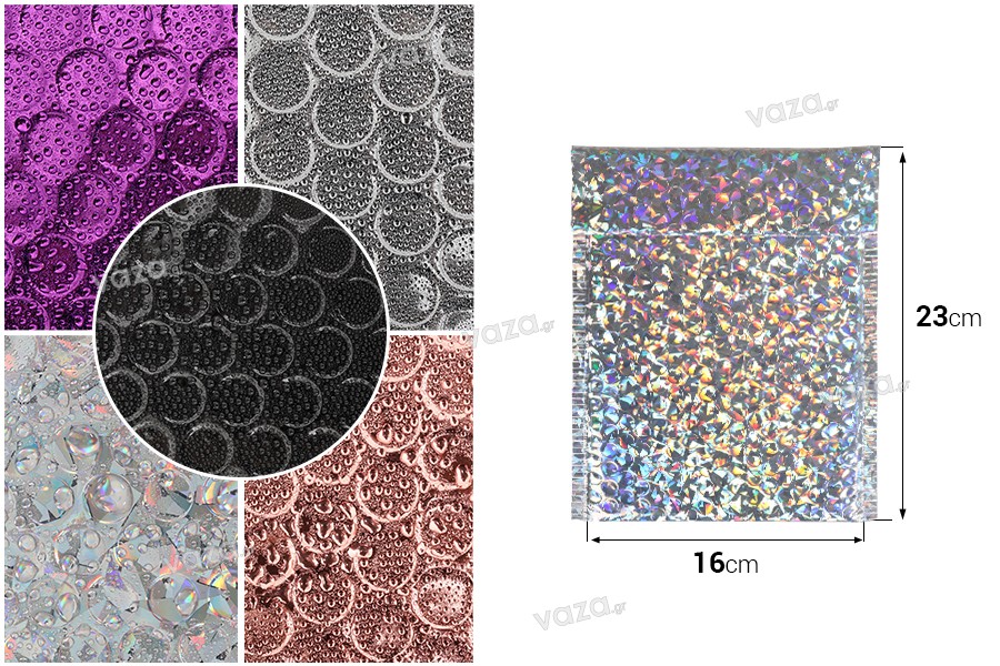 Enveloppes à bulles d'air aux dimensions 16 x 23 cm en différentes teintes brillantes - 10 pcs