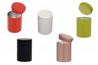 Boîte de rangement en métal 47x65 mm cylindrique en différentes couleurs