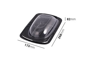 Emballage plastique (ustensile) 268x173x82 mm avec poignée et couvercle - 12 pcs-εικόνα_διαστάσεις