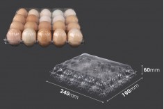 Eierkartons aus Kunststoff 20 Plätze mit den Maßen 240x190x60 mm