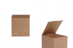 Petite boîte en papier avec motif « bois » pour pot en couleur caramel 30 ml et 50 ml, 58 x 58 x 62 - 50 pcs