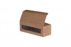 Χάρτινο κουτάκι παράθυρο με τύπωμα σχέδιο "ξύλου" για 3 βαζάκια 30ml,135x46x42 - 50 τμχ