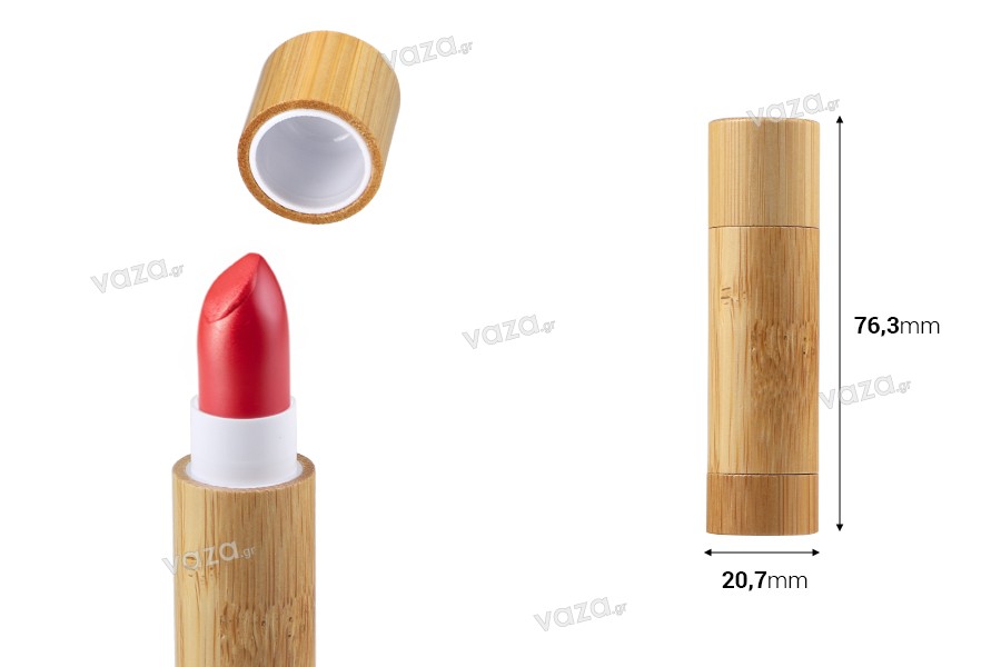 Bamboo case for lipstick and lipbalm (plastic inside) - 6 pcs