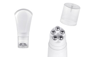 Kunststofftube 100 ml in Weiß mit Roll-On-Metallkugeln und klarem Deckel-produktbild