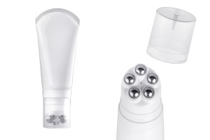Kunststofftube 150 ml in Weiß mit Roll-On-Metallkugeln und klarem Deckel-εικόνα_προϊοντική