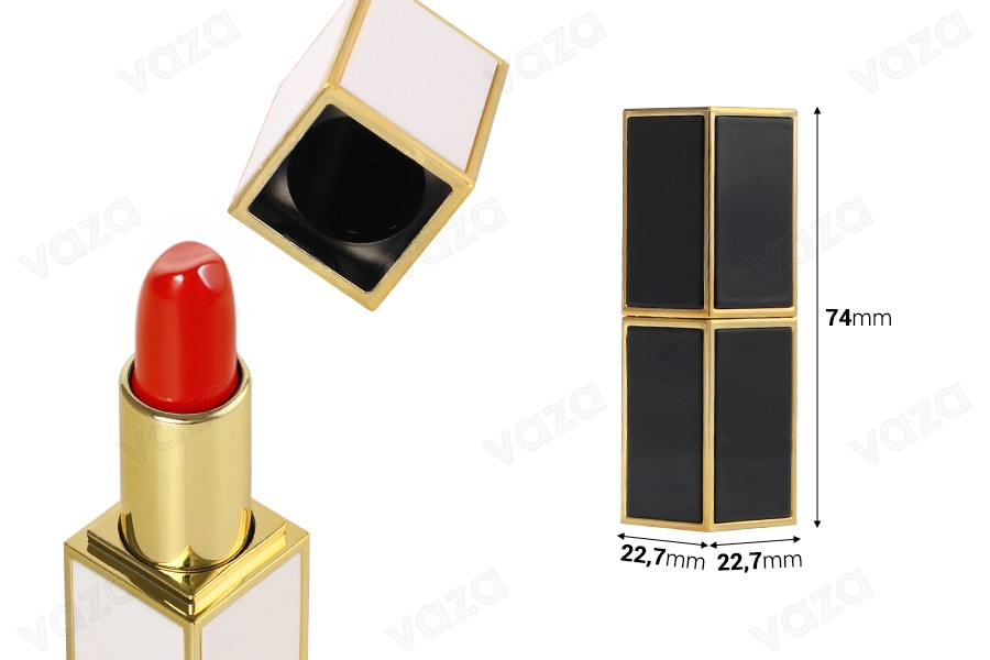 Lippenstiftetui - Lippenstift 3,5 g in weißer oder schwarzer Farbe - 5 Stück Lippenstiftetui - Lippenstift 3,5 g in weißer oder schwarzer Farbe - 5 Stück-bildabmessungen