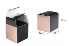 Χάρτινο κουτάκι 68x68x70 mm σε μαύρο ματ - ροζ χρυσό χρώμα με εσωτερική χάρτινη θήκη - 20 τμχ