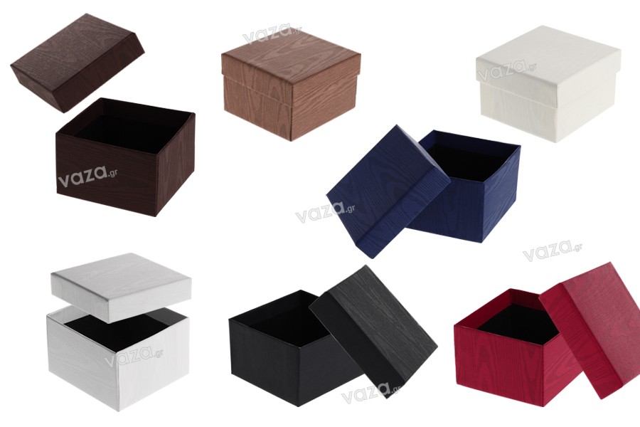 Coloured paper box in different shades, in size 86x92x56 mm - 6 pcs 
