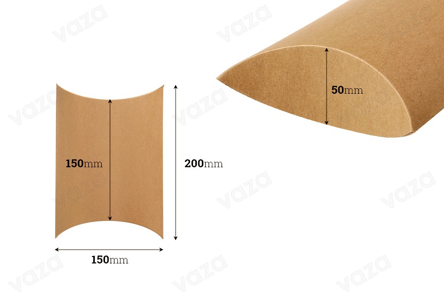 Karton 200x150x50mm aus Kraftpapier in Kissenform - 20 Stück Karton 200x150x50mm aus Kraftpapier in Kissenform - 20 Stück-εικόνα_διαστάσεις