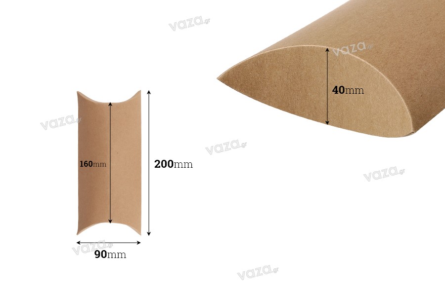 Petite boîte en papier 200 x 90 x 40 mm en papier kraft en forme d'oreiller - 20 pcs
