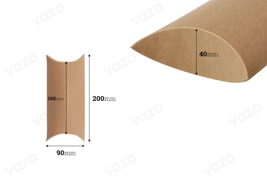 Karton 200x90x40mm aus Kraftpapier in Kissenform - 20 Stück Karton 200x90x40mm aus Kraftpapier in Kissenform - 20 Stück-bildabmessungen
