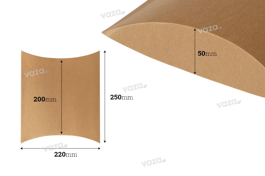 Κουτάκι χάρτινο 250x220x50 mm από χαρτί κραφτ σε σχήμα μαξιλάρι - 20 τμχ