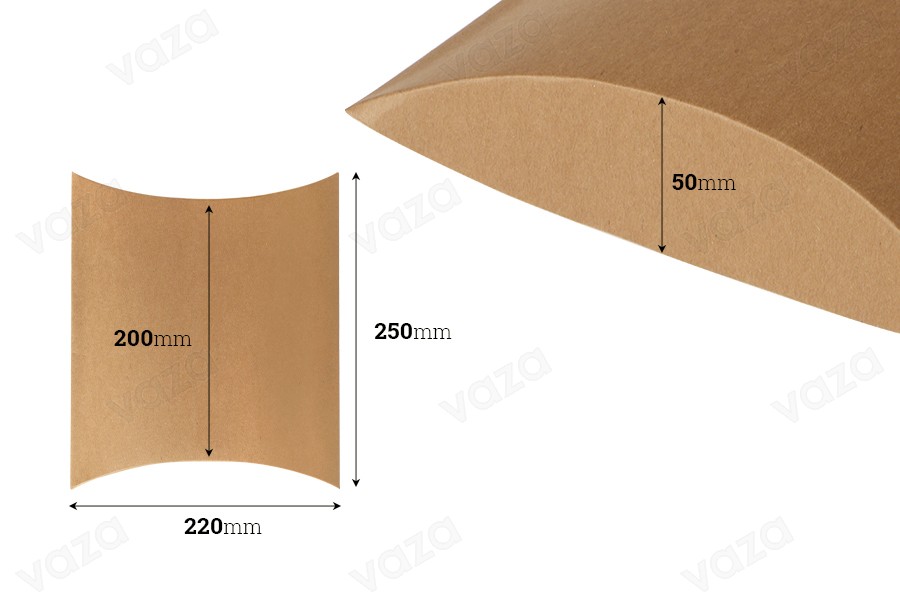 Karton 250x220x50mm aus Kraftpapier in Kissenform - 20 Stück Karton 250x220x50mm aus Kraftpapier in Kissenform - 20 Stück-bildabmessungen