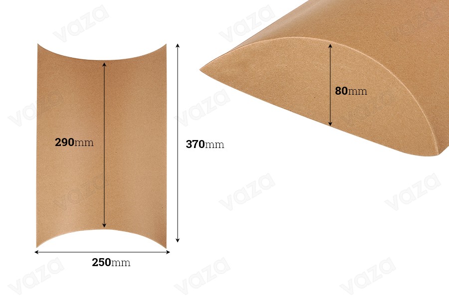 Karton 370x250x80mm aus Kraftpapier in Kissenform - 20 Stück Karton 370x250x80mm aus Kraftpapier in Kissenform - 20 Stück-bildabmessungen