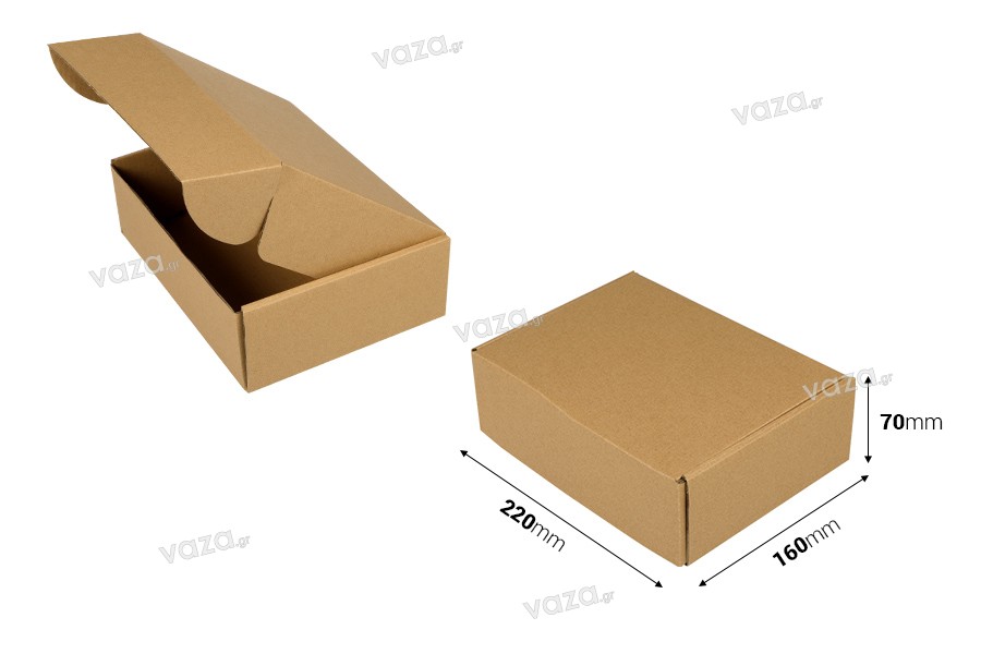 Κουτί συσκευασίας από χαρτί κραφτ 220x160x70 mm - 20 τμχ