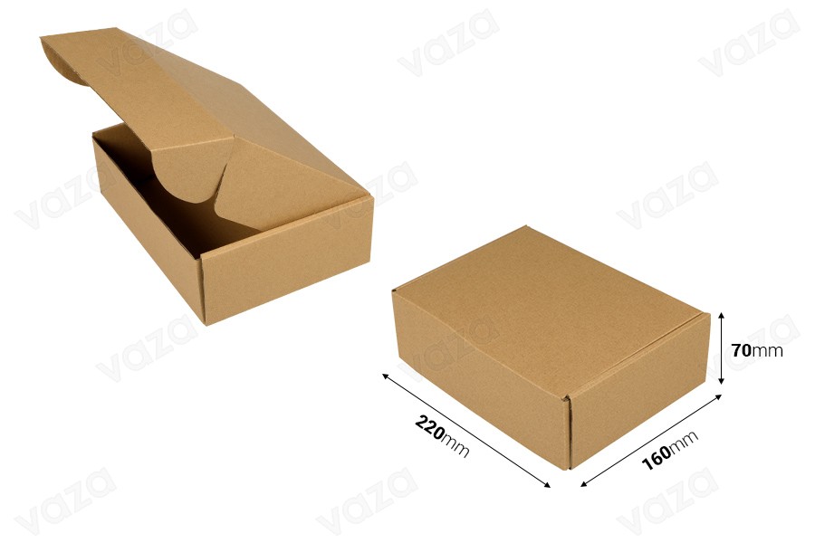 Verpackungsbox aus Kraftpapier 220x160x70 mm - 20 Stk Verpackungsbox aus Kraftpapier 220x160x70 mm - 20 Stk-bildabmessungen