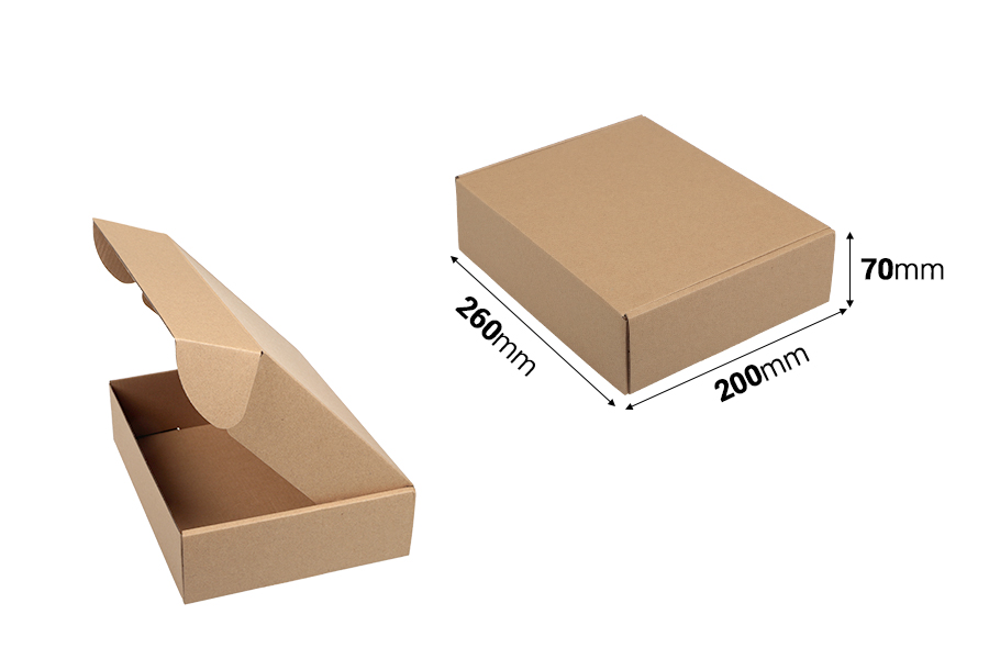 Boîte d'emballage en papier kraft sans fenêtre 260 x 200 x 70 mm - 20 pcs