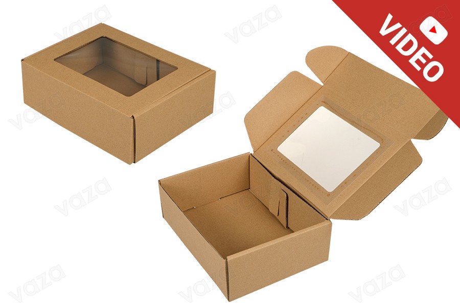 Verpackungsbox aus Kraftpapier mit Sichtfenster 220x160x70 mm - 20 Stk Verpackungsbox aus Kraftpapier mit Sichtfenster 220x160x70 mm - 20 Stk-εικόνα_προϊοντική