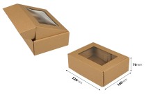 Boîte d'emballage en papier kraft avec fenêtre aux dimensions 220 x160 x 70 mm - 20 pcs Boîte d'emballage en papier kraft avec fenêtre aux dimensions 220 x160 x 70 mm - 20 pcs