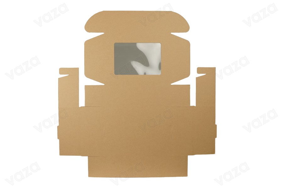 Verpackungsbox aus Kraftpapier mit Sichtfenster 220x160x70 mm - 20 Stk Verpackungsbox aus Kraftpapier mit Sichtfenster 220x160x70 mm - 20 Stk-εικόνα_σύνθεση