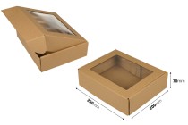 Boîte d'emballage en papier kraft avec fenêtre aux dimensions 260 x 200 x 70 mm - 20 pcs Boîte d'emballage en papier kraft avec fenêtre aux dimensions 260 x 200 x 70 mm - 20 pcs