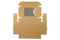 Boîte d'emballage en papier kraft avec fenêtre aux dimensions 260 x 200 x 70 mm - 20 pcs Boîte d'emballage en papier kraft avec fenêtre aux dimensions 260 x 200 x 70 mm - 20 pcs