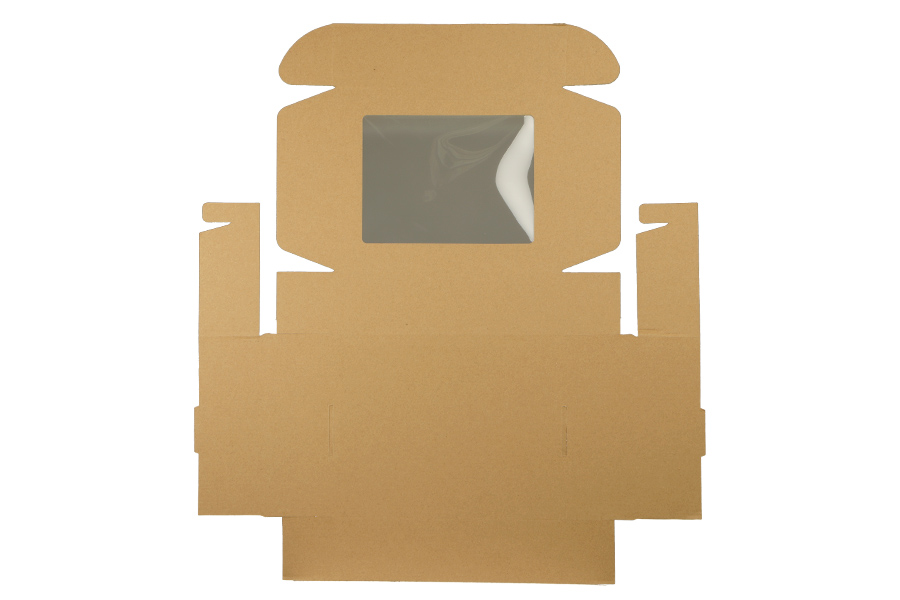 Boîte d'emballage en papier kraft avec fenêtre aux dimensions 260 x 200 x 70 mm - 20 pcs Boîte d'emballage en papier kraft avec fenêtre aux dimensions 260 x 200 x 70 mm - 20 pcs