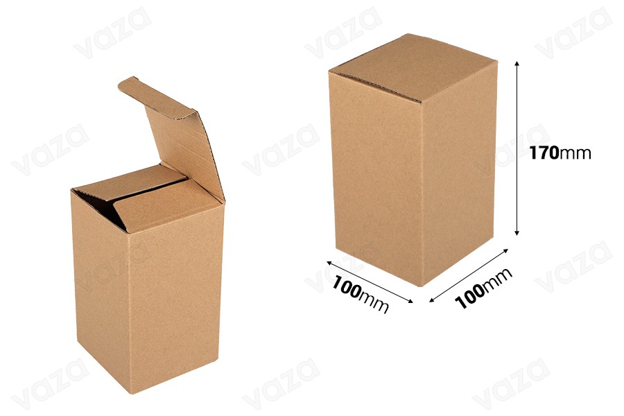 Verpackungskarton 100x100x170mm aus Kraftpapier - 20 Stk-εικόνα_διαστάσεις