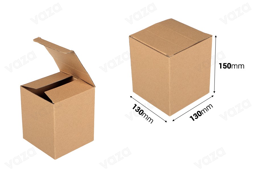 Verpackungskarton 130x130x150mm aus Kraftpapier - 20 Stk Verpackungskarton 130x130x150mm aus Kraftpapier - 20 Stk-εικόνα_διαστάσεις