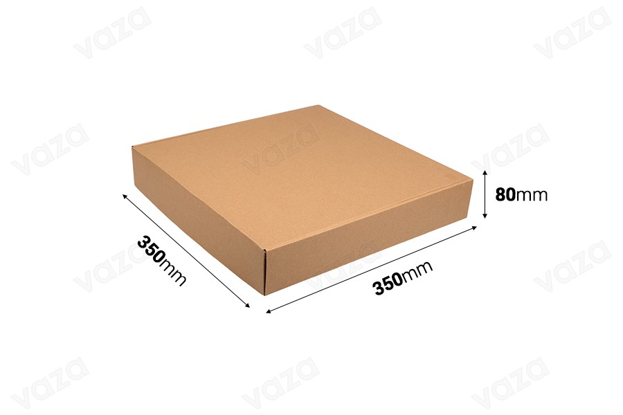 Verpackungsbox aus Kraftpapier ohne Sichtfenster 350x350x80mm - Packung 20 Stück Verpackungsbox aus Kraftpapier ohne Sichtfenster 350x350x80mm - Packung 20 Stück-bildabmessungen