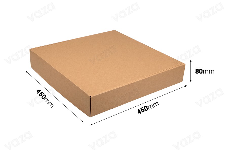 Verpackungsbox aus Kraftpapier ohne Sichtfenster 450x450x80mm - Packung 20 Stk Verpackungsbox aus Kraftpapier ohne Sichtfenster 450x450x80mm - Packung 20 Stk-bildabmessungen