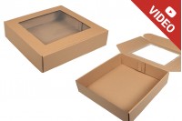 Kraft paper box with window in size 350x350x80 mm - Available in a package with 20pcs