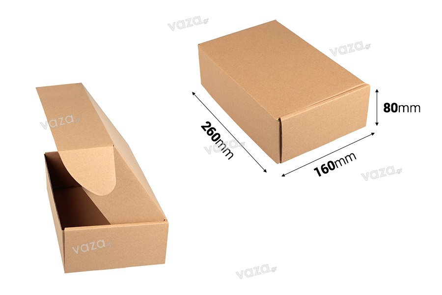 Boîte d'emballage en papier kraft sans fenêtre 260 x 160 x 80 mm - 20 pcs