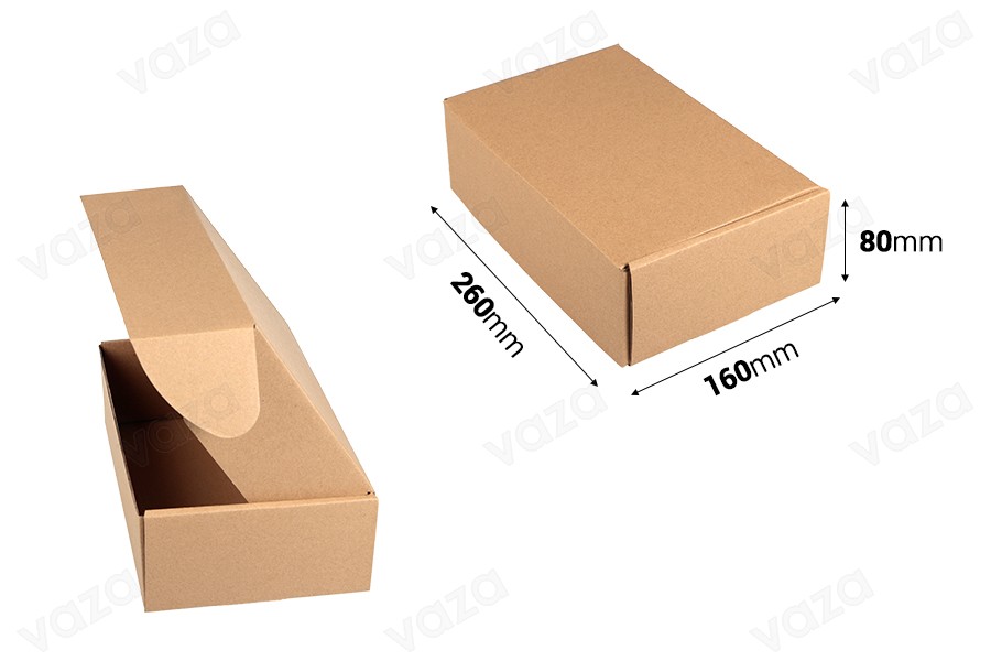 Verpackungsbox aus Kraftpapier ohne Sichtfenster 260x160x80 mm - 20 Stk-bildabmessungen