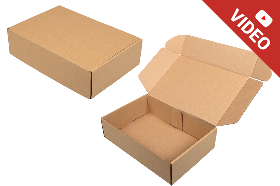 Boîte d'emballage en papier kraft sans fenêtre 300 x 200 x 80 mm - 20 pcs