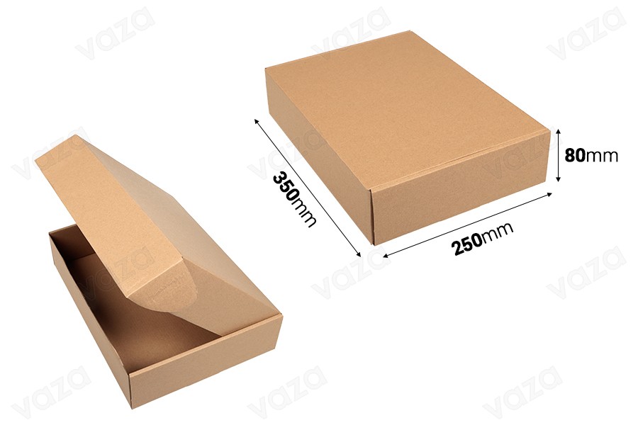 Verpackungsbox aus Kraftpapier ohne Fenster 350x250x80 mm - 20 Stk Verpackungsbox aus Kraftpapier ohne Fenster 350x250x80 mm - 20 Stk-bildabmessungen