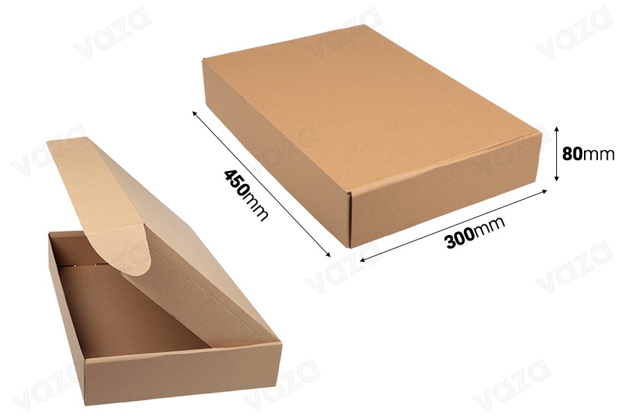 Verpackungsbox aus Kraftpapier ohne Sichtfenster 450x300x80 mm - 20 Stk Verpackungsbox aus Kraftpapier ohne Sichtfenster 450x300x80 mm - 20 Stk-bildabmessungen