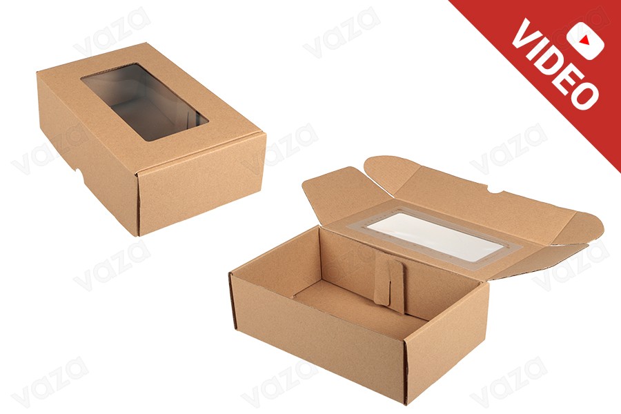 Verpackungsbox aus Kraftpapier mit Sichtfenster 260x160x80 mm - 20 Stk-εικόνα_προϊοντική