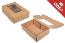 Verpackungsbox aus Kraftpapier mit Sichtfenster 300x200x80 mm - 20 Stk Verpackungsbox aus Kraftpapier mit Sichtfenster 300x200x80 mm - 20 Stk