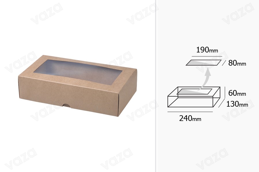 Schachtel aus Kraftpapier mit Sichtfenster 240x130x60mm - 12 Stücke Schachtel aus Kraftpapier mit Sichtfenster 240x130x60mm - 12 Stücke-bildgruppe
