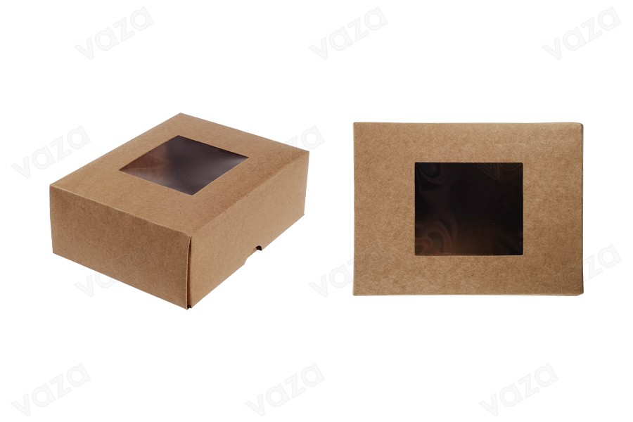 Schachtel aus Kraftpapier mit Sichtfenster 170x130x60mm -20 Stücke Schachtel aus Kraftpapier mit Sichtfenster 170x130x60mm -20 Stücke-εικόνα_προϊοντική