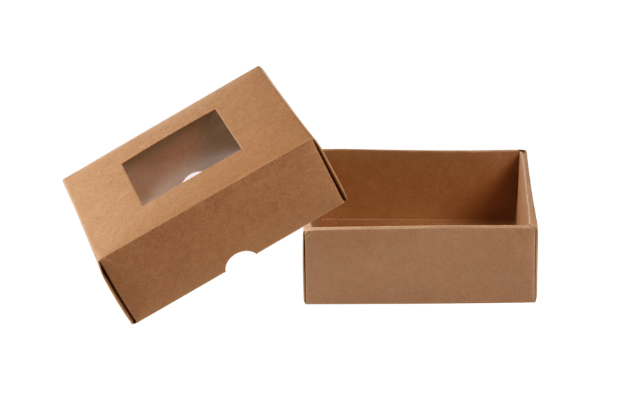 Schachtel aus Kraftpapier mit Sichtfenster 170x130x60mm -20 Stücke Schachtel aus Kraftpapier mit Sichtfenster 170x130x60mm -20 Stücke