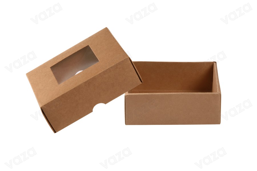 Schachtel aus Kraftpapier mit Sichtfenster 170x130x60mm -20 Stücke Schachtel aus Kraftpapier mit Sichtfenster 170x130x60mm -20 Stücke-εικόνα_διαστάσεις