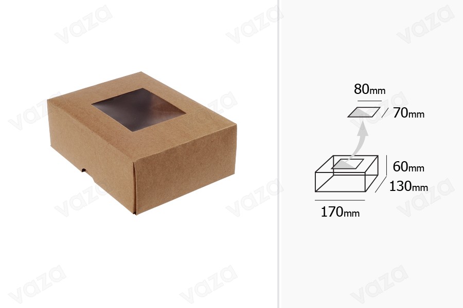 Schachtel aus Kraftpapier mit Sichtfenster 170x130x60mm -20 Stücke Schachtel aus Kraftpapier mit Sichtfenster 170x130x60mm -20 Stücke-εικόνα_σύνθεση